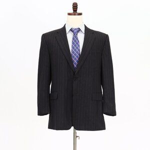 Hickey Freeman 41R Gray Stripe Wool Two Button Suit Jacket V003